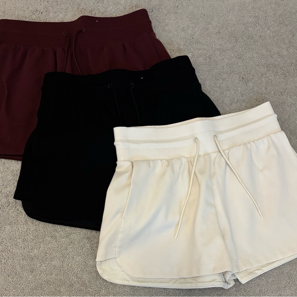 Old Navy Dynamic Fleece Extra High Waisted Shorts  - Cream, Black, Burgundy